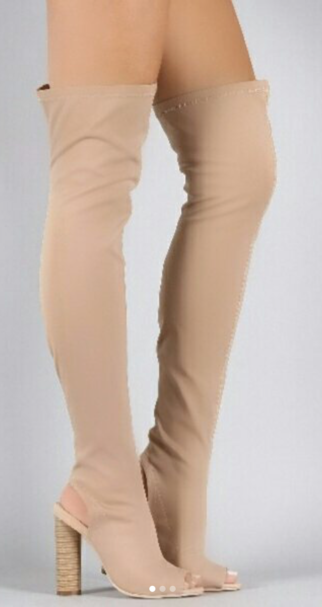 FITTED OVER THE KNEE BOOTS IN NUDE