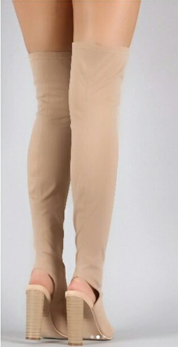 FITTED OVER THE KNEE BOOTS IN NUDE