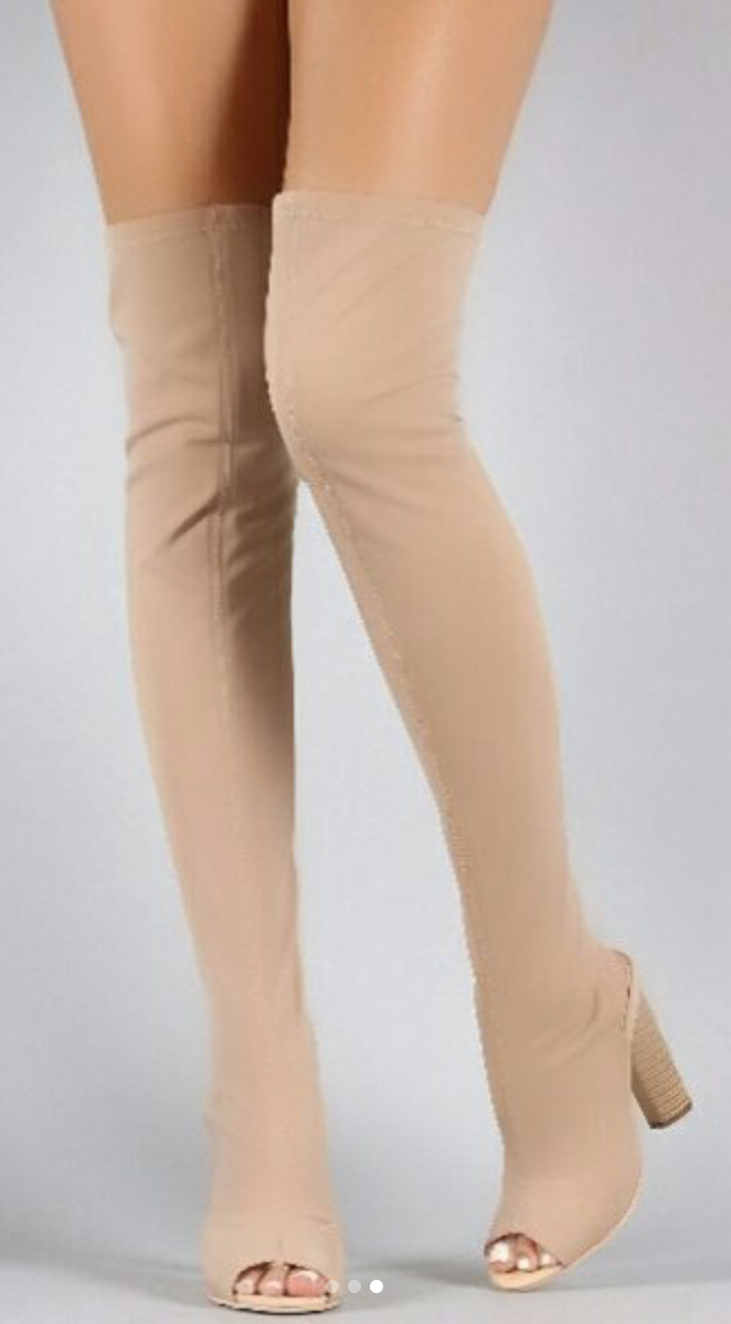 FITTED OVER THE KNEE BOOTS IN NUDE